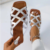Slippers Woman New Summer Style Shoes Solid Color Woven Versatile Casual Sandals Thong Soft Sole Women Slippers Slides Women Beauty hair & fashionfj