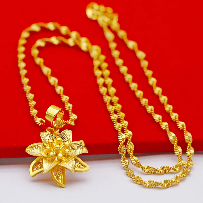 9999 24K REAL gold necklace women's real gold necklace pendant gold necklace women's jewelry fashion hundred items Beauty hair & fashionfj