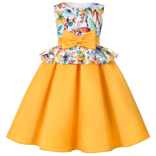 2025 New holiday party children's dress Children's puffy sleeve dress bow princess dress sold well Beauty hair & fashionfj