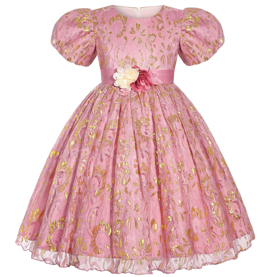 2025 New holiday party children's dress Children's puffy sleeve dress bow princess dress sold well Beauty hair & fashionfj