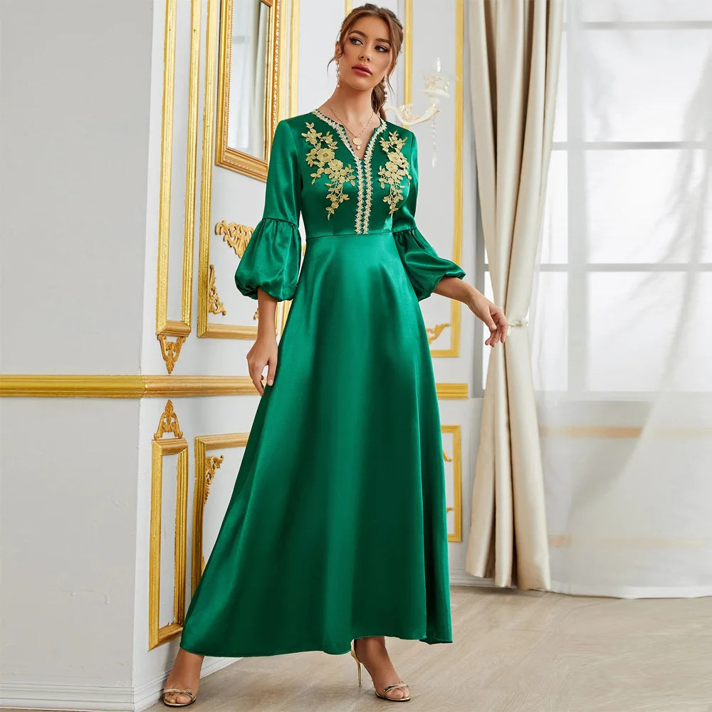 Jalabiya Caftan Muslim Party Women Party Decal Dresses Dubai Arab Middle East Abaya Dress Ramadan Clothing Abayas Kaftan Beauty hair & fashionfj