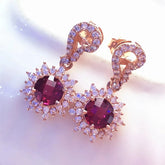 585 Purple Gold Plated 14K Rose Gold Chain Ruby Set necklace earrings rings luxury ladies wedding engagement jewelry Beauty hair & fashionfj