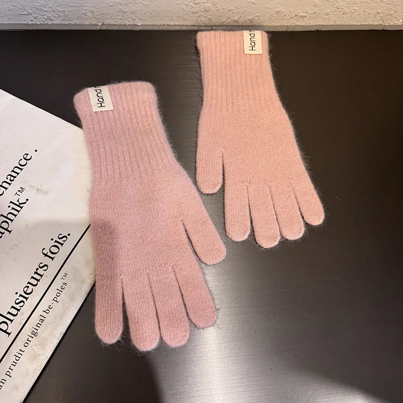 Winter Knitted Gloves Stretchy Warm Gloves Solid Color Fingered Gloves for Cold Weather Girls Men Women And Teens Winter Mittens