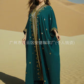 Eid Muslim Abaya Women Party Dresses Bronzing Kaftan Islam V Neck Vestidos Morocco Dubai Abayas Arab Long Robe Ramadan Jalabiya Beauty hair & fashionfj