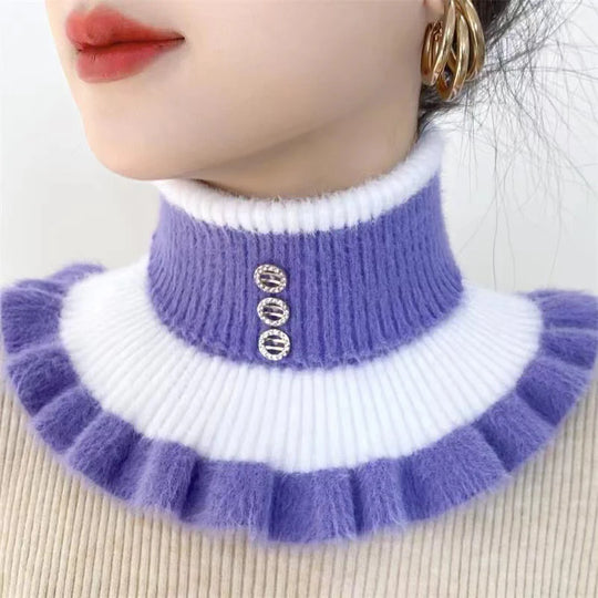 Women's Fake Collar Protects Cervical Spine Winter Warm Scarf Cycling Thick Elastic Neck Fur Velvet