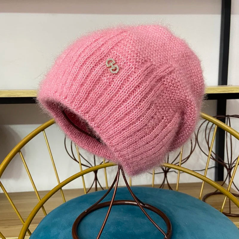 Winter Hats for Women Warm Thick Beanies Girls Outdoor Headwear Knitted Skulls Elastic New Striped Diamond Female Casual Hats