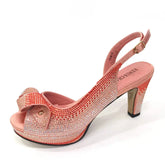 Venus Chan Newest INS Style Peach Color Rhinestone Elegant High Heels Nigeria Popular Design African Ladies Shoes And Bag Set Beauty hair & fashionfj