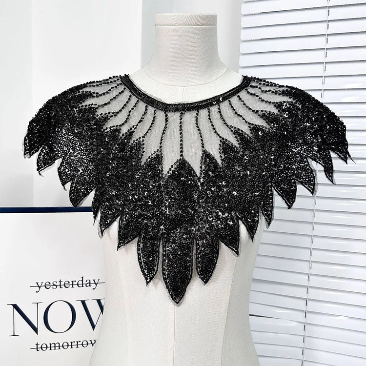 Sparkling Sequin Bead Feather Patches for Wedding Dress DIY - Tulle Fabric Applique Waistbands Shoulder Decor Skirts Accessories Beauty hair & fashionfj