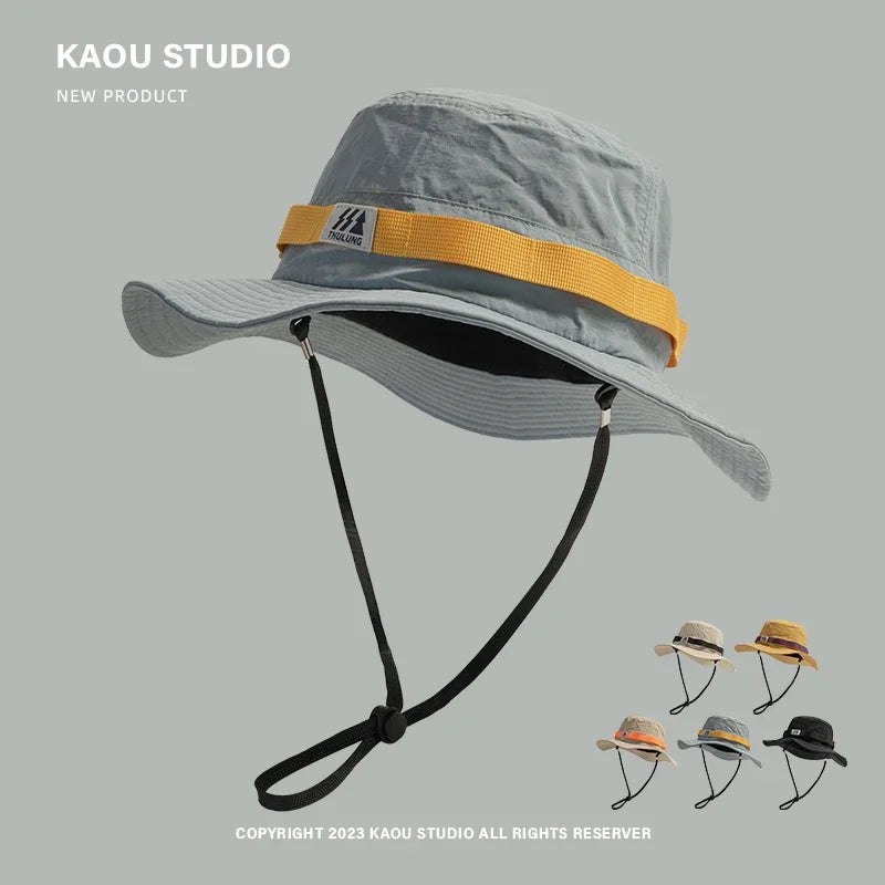 Outdoor Hiking Bucket Hats for Women Men Spring Summer Big Brim Fisherman Sun Protection Sun Hats Fashion Versatile Travel Cap Beauty hair & fashionfj