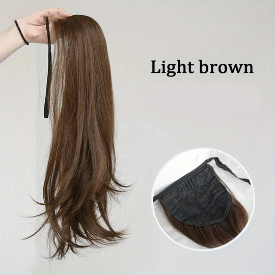 Elegant Women's Straight Hair Ponytail Extensions Long Stylish Synthetic Hair for Daily Use Easy Drawstring Attachment Beauty hair & fashionfj