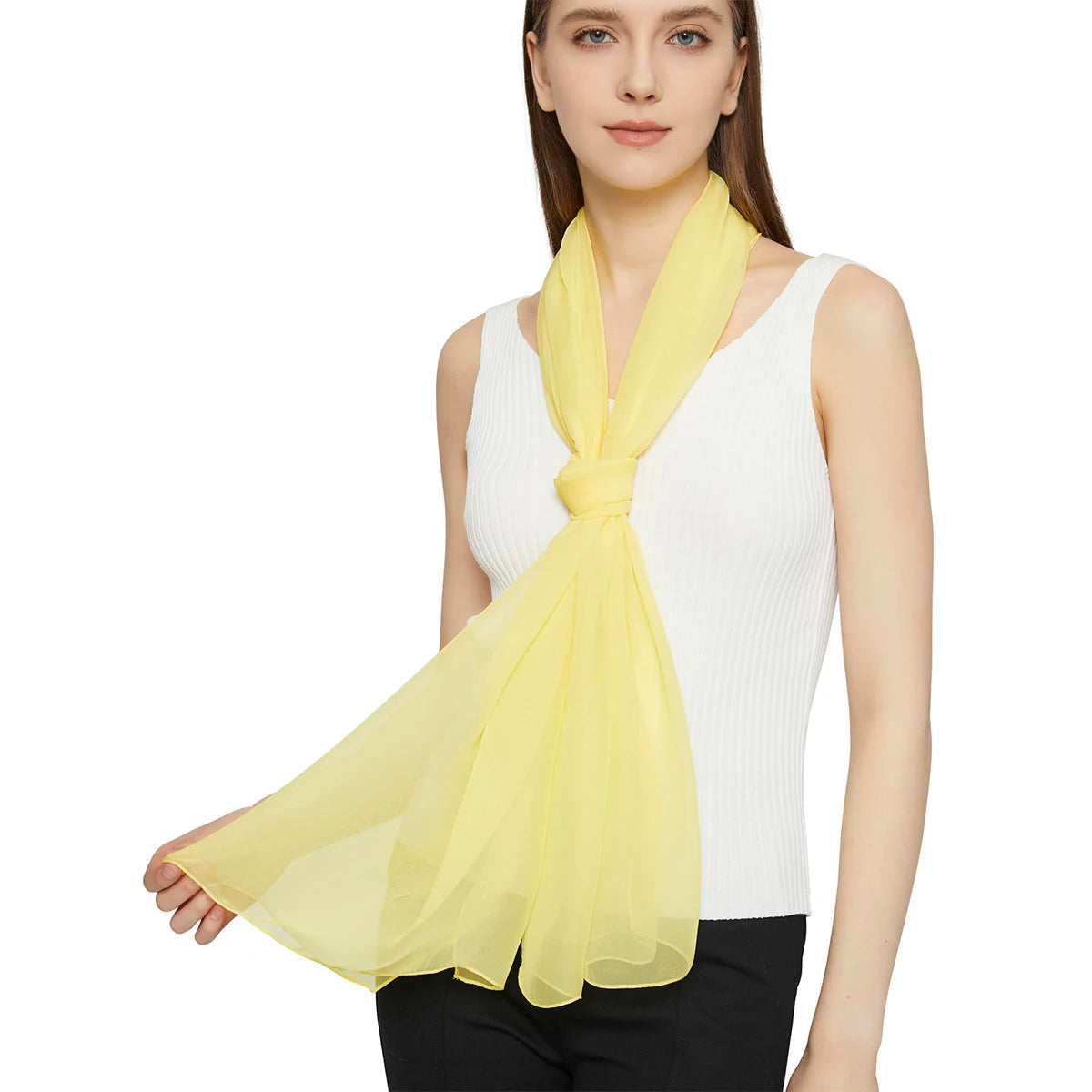 Fashion Feathry Chiffon Soft Solid Scarf Shawl Decorate Silk Scarves Breathable Sun Protection Elegant Lady Versatile Bandana Beauty hair & fashionfj