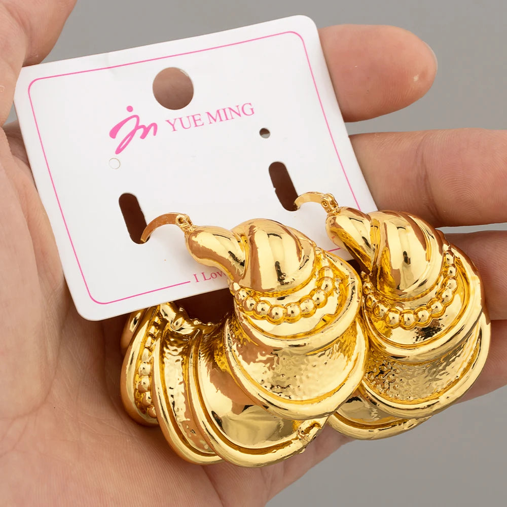 Large Earrings for African American 18k Gold Plated Jewelry Fashion Beautiful Dubai Women Hoope Earring Wholesale