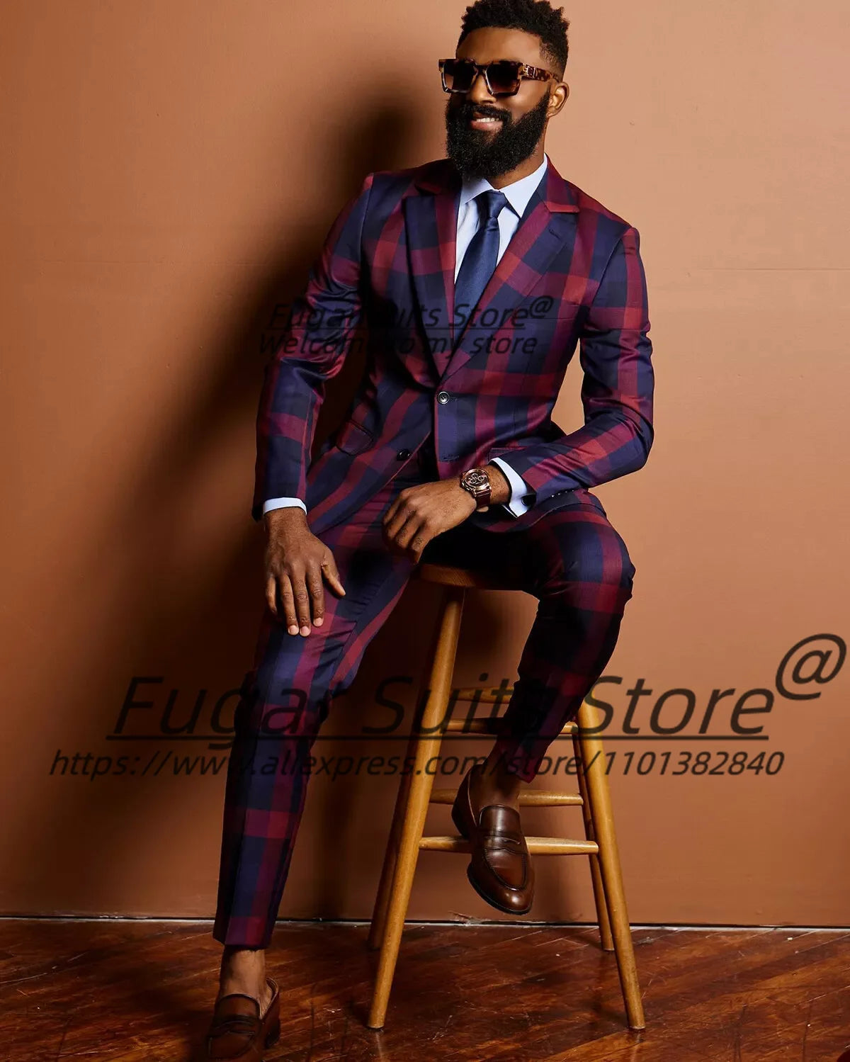 Fashion Plaid Prom Suits For Men Slim Fit Notched Lapel Groom Tuxedos 2 Pieces Sets Male Casual Blazers Handsome Ropa Hombre Beauty hair & fashionfj