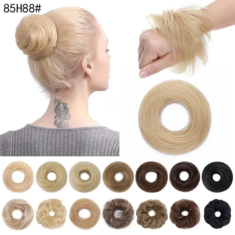 Short Ponytail Bun Hair Extensions Tousled Updo Bun Hairpieces With Elastic Rubber Band Hair Accessories Beauty hair & fashionfj