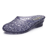 36-40 Women Slippers Summer Wedges Sandals Transparent Crystal Shoes Female Hollow Out Flip Flops Thick-soled Anti-slip Footwear Beauty hair & fashionfj