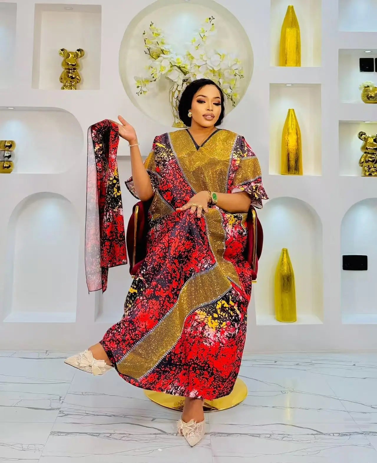 2025 new arrivals loose women/lady summer maxi dress long print short sleeve ankara african style Beauty hair & fashionfj