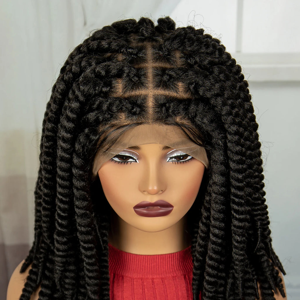 16 Inch Knotless Box Twist Braided Wigs HD Full Lace Braided Lace Wig for Women Natural Lace Front Braided Wigs with Baby Hair
