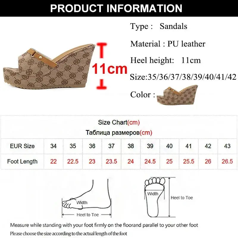Brand Design Wedge Heel Sandals Women 2025 Summer Chunky Platform Mule Slippers Woman Sexy Super High Heels Sandalias De Mujer Beauty hair & fashionfj