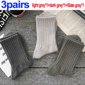1/3pairs Cotton Men Socks Sport Mid Tube Autumn Winter Knitted Warm Cold-proof Stocking Black White Gray Simple Indoor Floor Sox