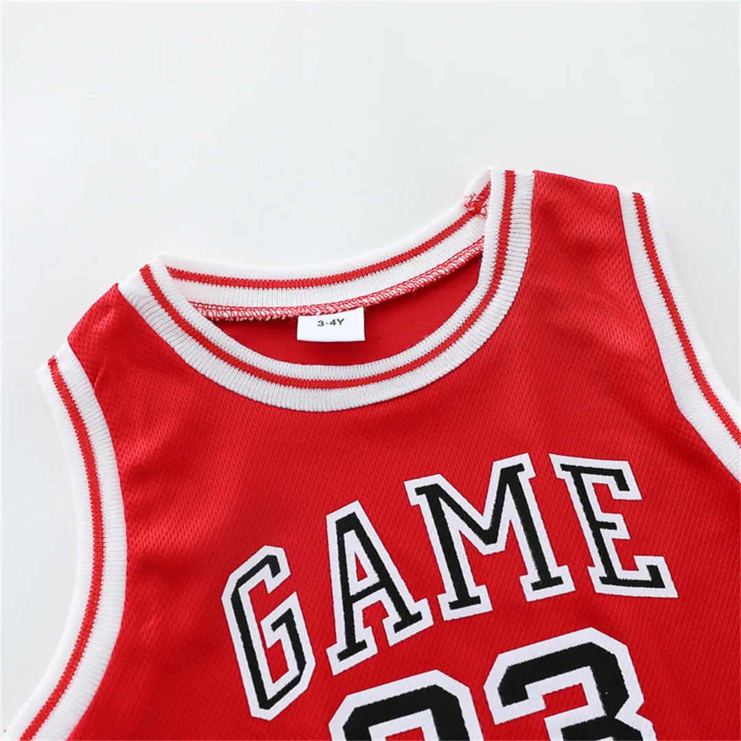 2PCS Children's Summer Fashion Tank Top Basketball Suit Baby Sleeveless Shorts Sports Set Beauty hair & fashionfj