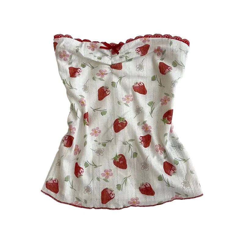 Women's Sweet and cute fairy tale style Y2K casual slim crop top polka dot kawaii bow lace all-match American Gothic cartoon top Beauty hair & fashionfj