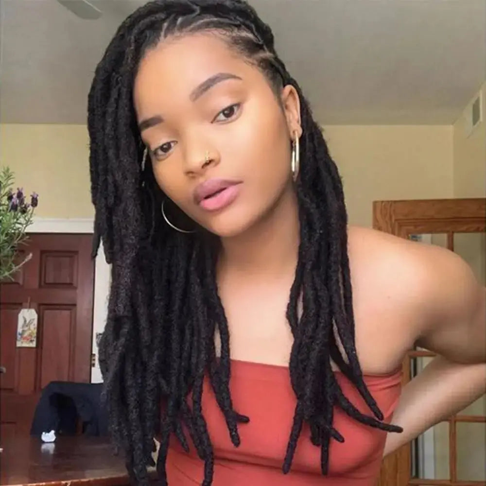 8 10 12 inch Dreadlock Extensions For Men/Women Afro Kinky Straight 100% Human Hair Handmade Loc Extensions Hair Braids Crochet Beauty hair & fashionfj