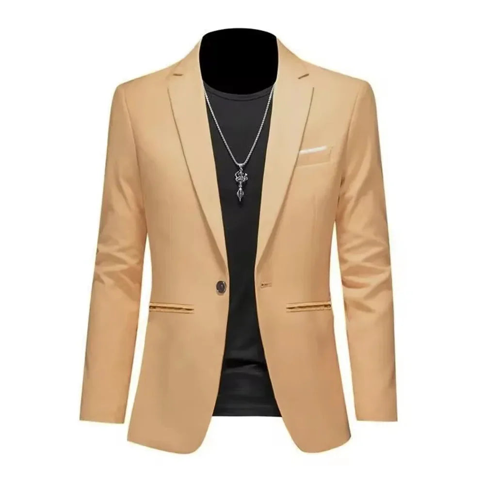 Men's Trendy Leisure Boutique Suit Jacket  Autumn Casual Business Slim Fit Non-ironing Single Button Suit Solid Formal Blouse Beauty hair & fashionfj