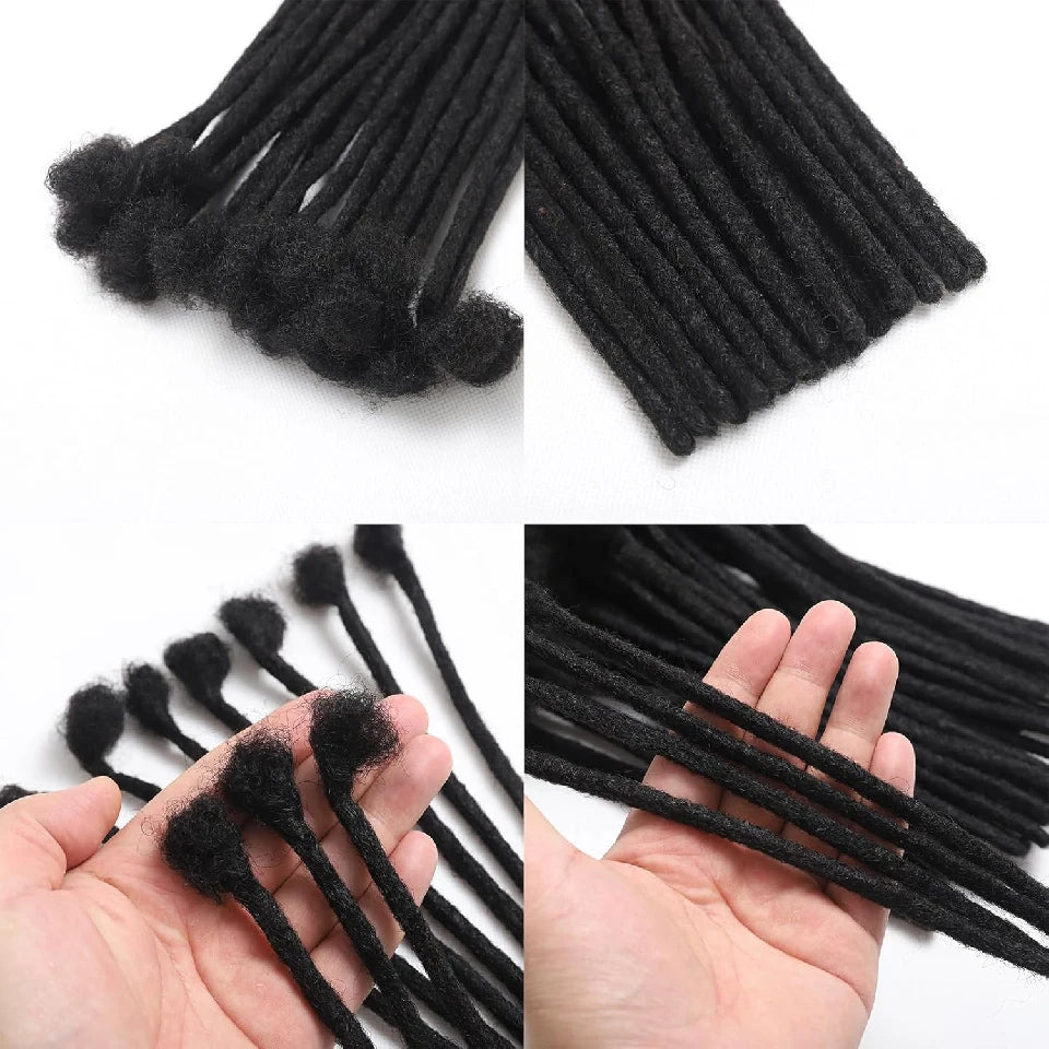 Afro Fully Handmade Permanent Loc Extensions Human Hair 0.8cm Boho Braids Dreadlock Extension Human Hair For Women 10-40 Strands Beauty hair & fashionfj