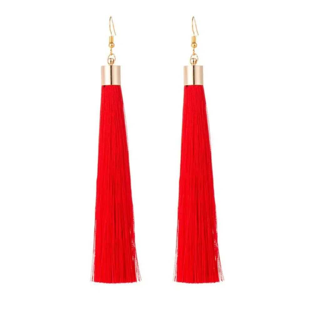 FSUNION 2025 New Fashion Vintage Tassel Earrings Women  Brand Jewelry Geometric Gold Color Simple Dangle Drop