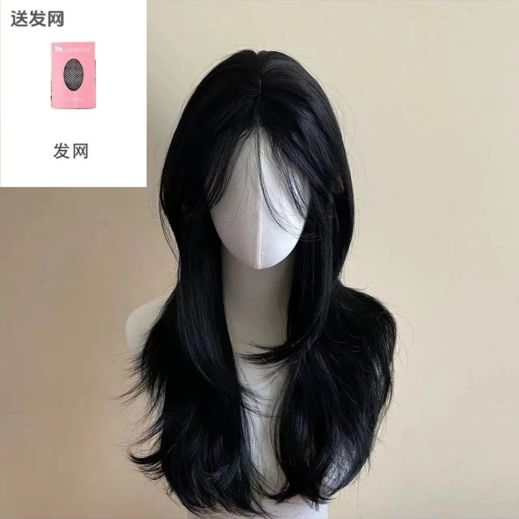 Black Wig Female Headband Body Wavy Rose Hair Net Models in French Bangs High Quality Simulation Hair Synthetic Wig Beauty hair & fashionfj