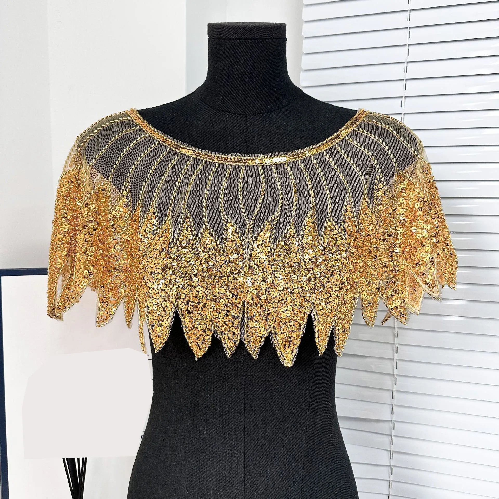 Front and back shawl sequined fake collar high-end ethnic style shawl flower accessories Beauty hair & fashionfj