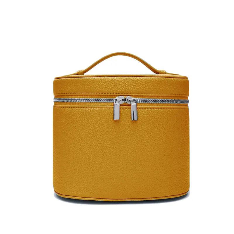 Customizable Name Portable Travel Storage Bag - Removable Cosmetic Bag with Separate Washing Compartment Pebble Leather