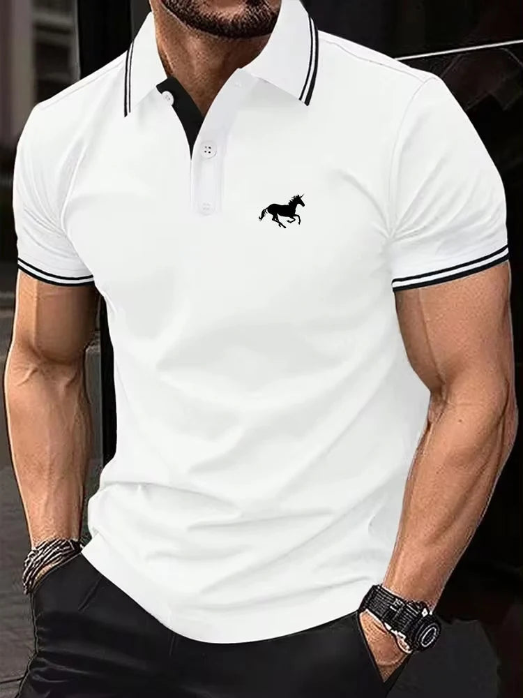 New Men's T-shirt Classic Short sleeved Polo Shirt Summer Top Casual T-shirt Button Lapel Super Large S-3XL Casual Polo Shirt Beauty hair & fashionfj