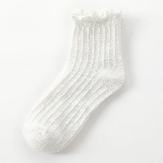 1 Pair Baby Girls Kids Socks Lace Ruffle Princess Mesh Children Short Breathable Cotton White Black Dance Toddler Socks