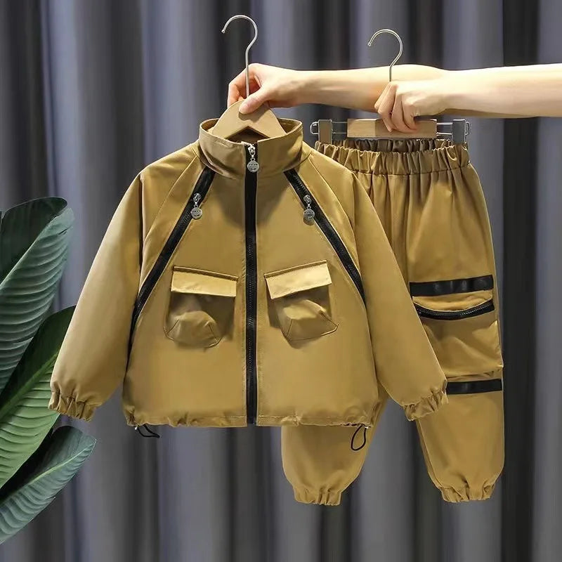 Boys Clothing Suit Spring and Autumn Children's Sportswear Two-piece Set fashion New zipper Jacket+Pants Suit For Boy 2-10Y