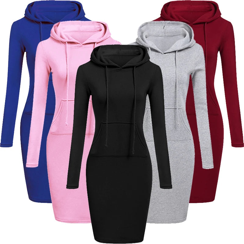 Ladies Dress Autumn Women Hooded Dresses Hoodies Women Sweatshirts Women Hoodies Dress Tops Ladies Clothing Beauty hair & fashionfj
