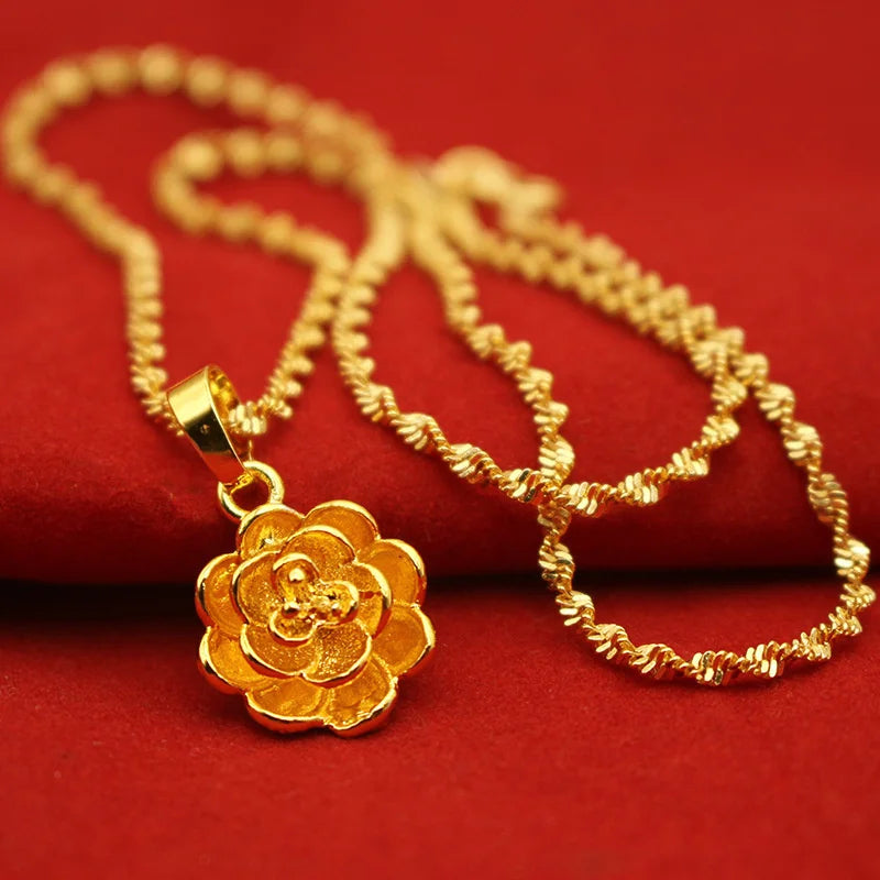 9999 24K REAL gold necklace women's real gold necklace pendant gold necklace women's jewelry fashion hundred items Beauty hair & fashionfj