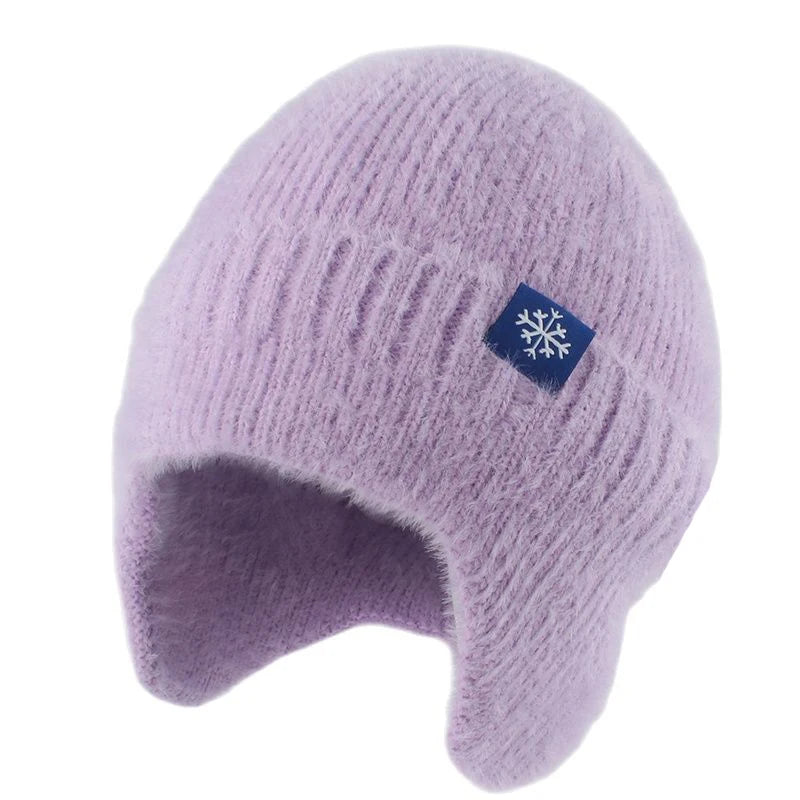Soft Warm Winter Hats For Women Faux Fur Knitted Hat Outdoor Ears Protection Plush Beanie Bonnet Fashion Street Hip Hop Cap