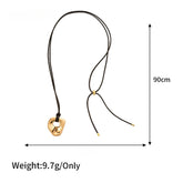 Gold Plated Geometric Circle Pendant Necklace for Women Girls Adjustable Long Leather Rope Chian Necklaces Sweater Chain Jewelry Beauty hair & fashionfj