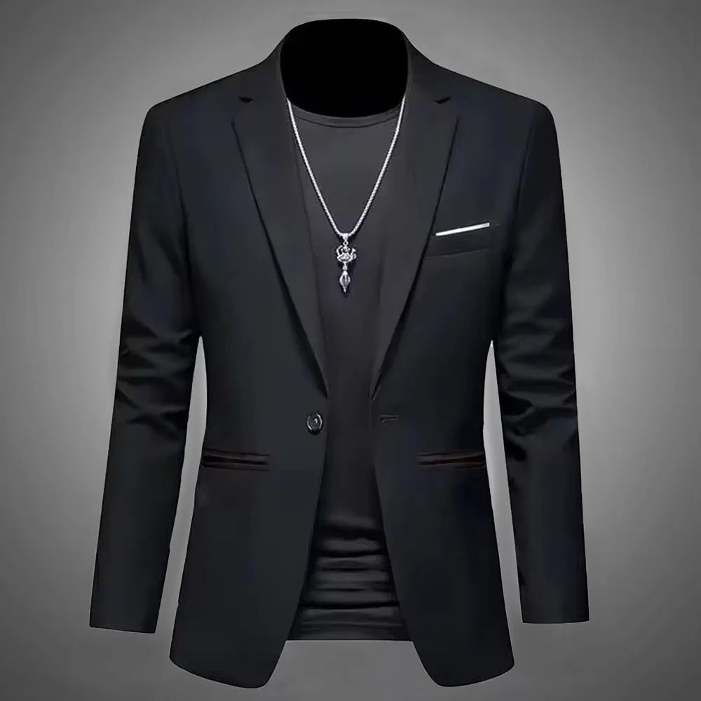 Men's Trendy Leisure Boutique Suit Jacket  Autumn Casual Business Slim Fit Non-ironing Single Button Suit Solid Formal Blouse Beauty hair & fashionfj