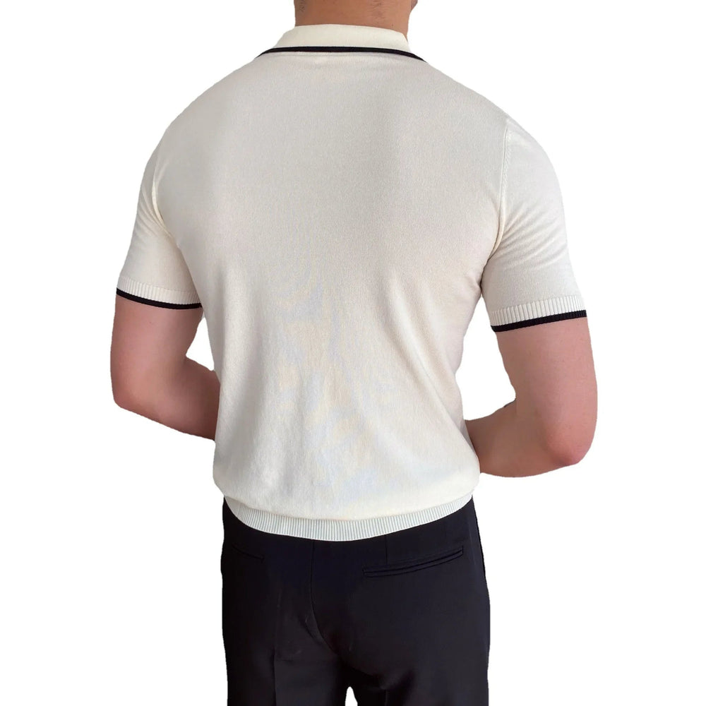 Men's Polo Shirt Elbow-Sleeved T-shirt Fashion Polo Collar Slim-Fit Men Clothing Woolen Sports Polo Tee Shirt Man Golf Shirt EUR Beauty hair & fashionfj