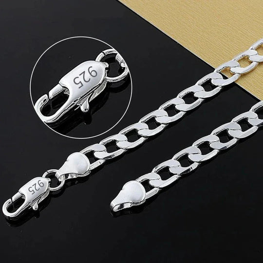 925 Sterling Silver Necklace For Men's women 16/18/20/22/24 Inches Classic 6MM Chain Luxury Jewelry Wedding Christmas Gifts Beauty hair & fashionfj