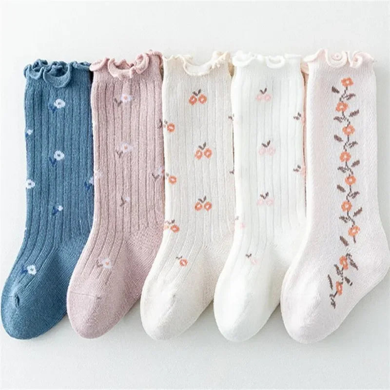 Kids Socks For 0-5 Years Girls Autumn Winter Cotton Print Children's Girls Socks Soft Beauty Toddler Princess Long Sock
