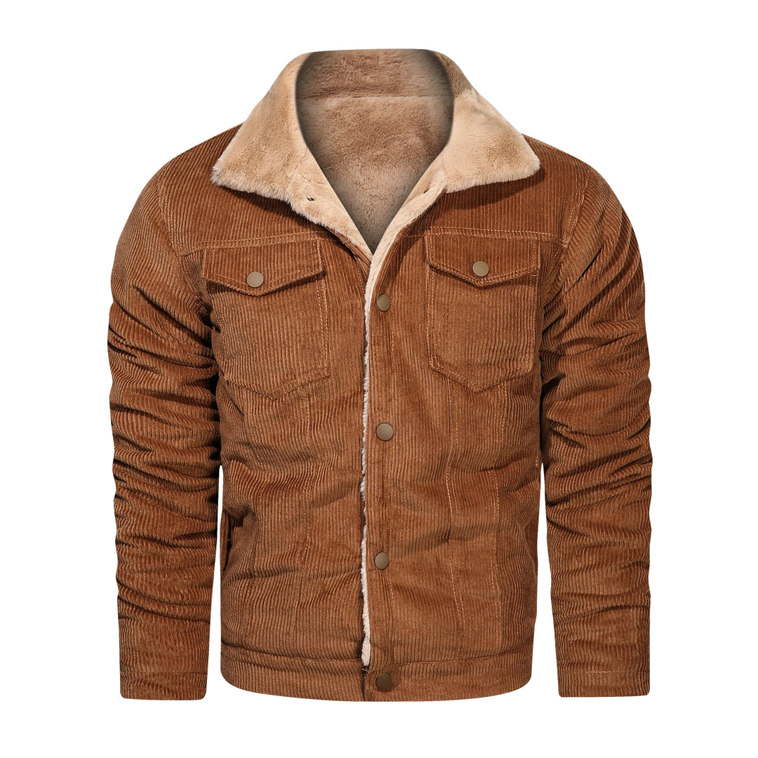 Winter Men's Outdoor Parkas Jacket with Fleece Lining and Multiple Pockets Wool/Polyester