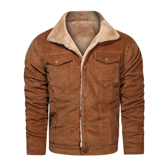 Winter Men's Outdoor Parkas Jacket with Fleece Lining and Multiple Pockets Wool/Polyester