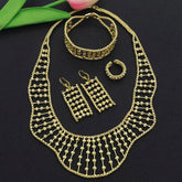 Women Necklace Set Gold Plated Jewelry Choker Luxury Colorful Rhinestone Rings Earrings Bracelet Wedding Jewellery Beauty hair & fashionfj