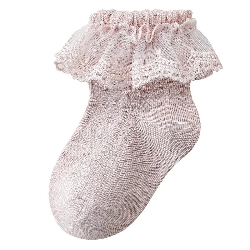 1 Pair Newborn Baby Socks For Girls Cotton Lace Ruffle Infant Girls Sock Princess Mesh Toddler Baby Girls Socks summer 0-12years