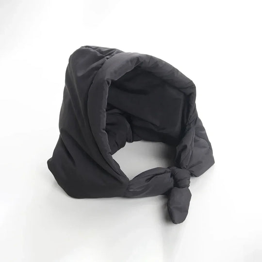 Winter Headscarf Warm Hood Down Cotton Triangle  Puff Scarf Women Thickened Windproof Water-repellent Hat for Outdoor Neck Hood