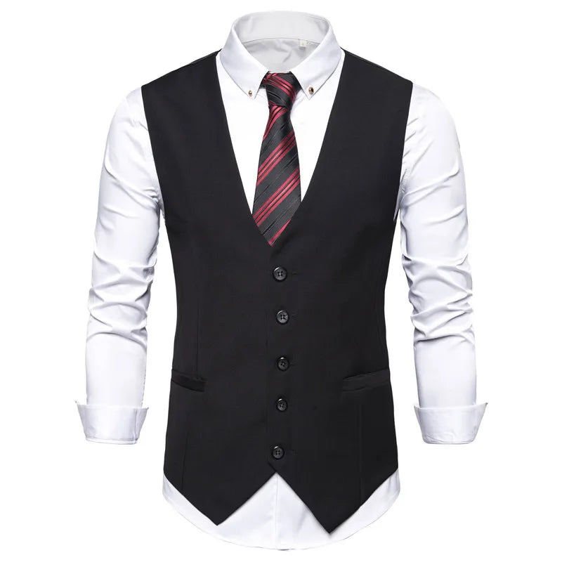 Fashion Single Breasted Suit Vests for Men Grey Black High-end Male Waistcoat Slim Fit Formal Business Casual Vest Plus Size 7XL Beauty hair & fashionfj
