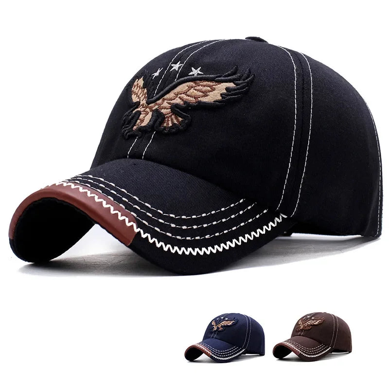 Hats Men'S And Women'S Four-Season Shade Baseball Cap Eagle Embroidery Korean Version Trendy Casual Couple Sunscreen Sun Hat Beauty hair & fashionfj